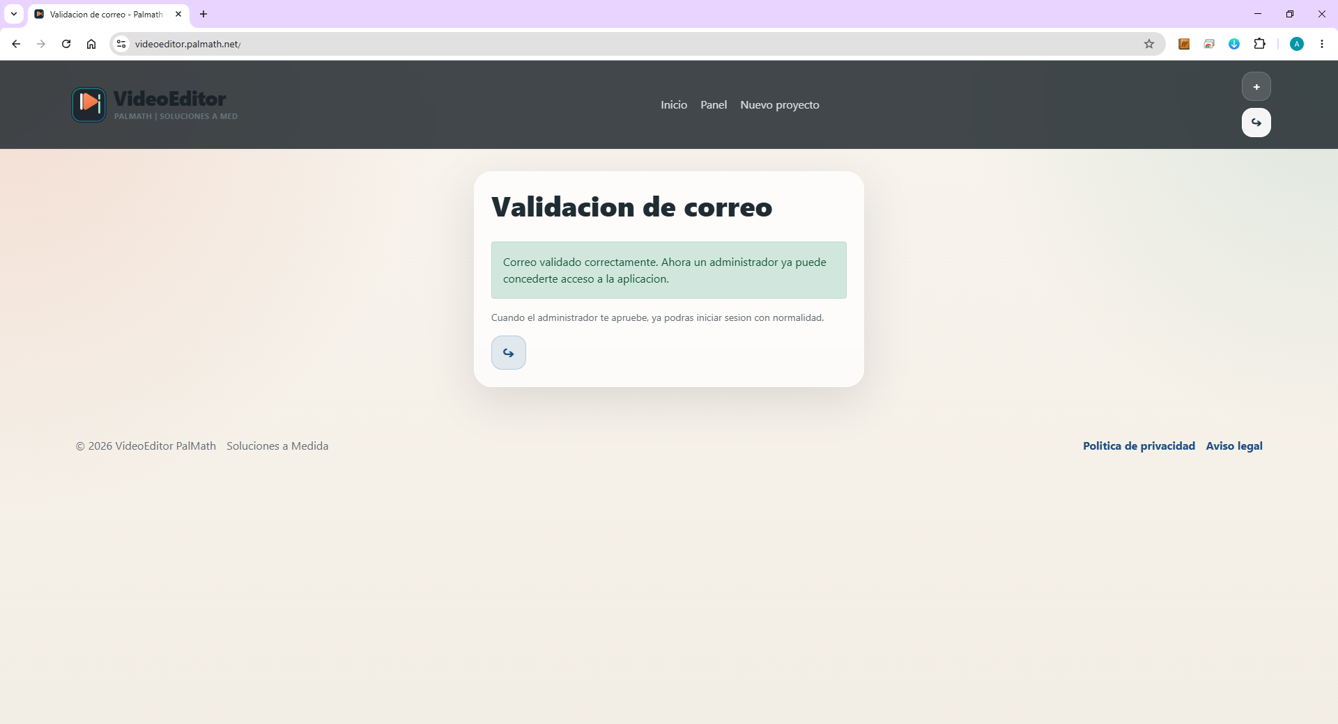 Correo validado correctamente